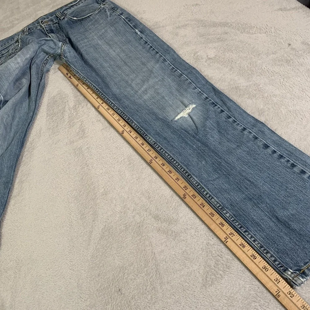 Vintage Levis 505 Jeans Mens 32x32 Blue Light Wash Regular Straight Distressed